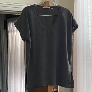 Elegant Charcoal V-Neck Women's Tee